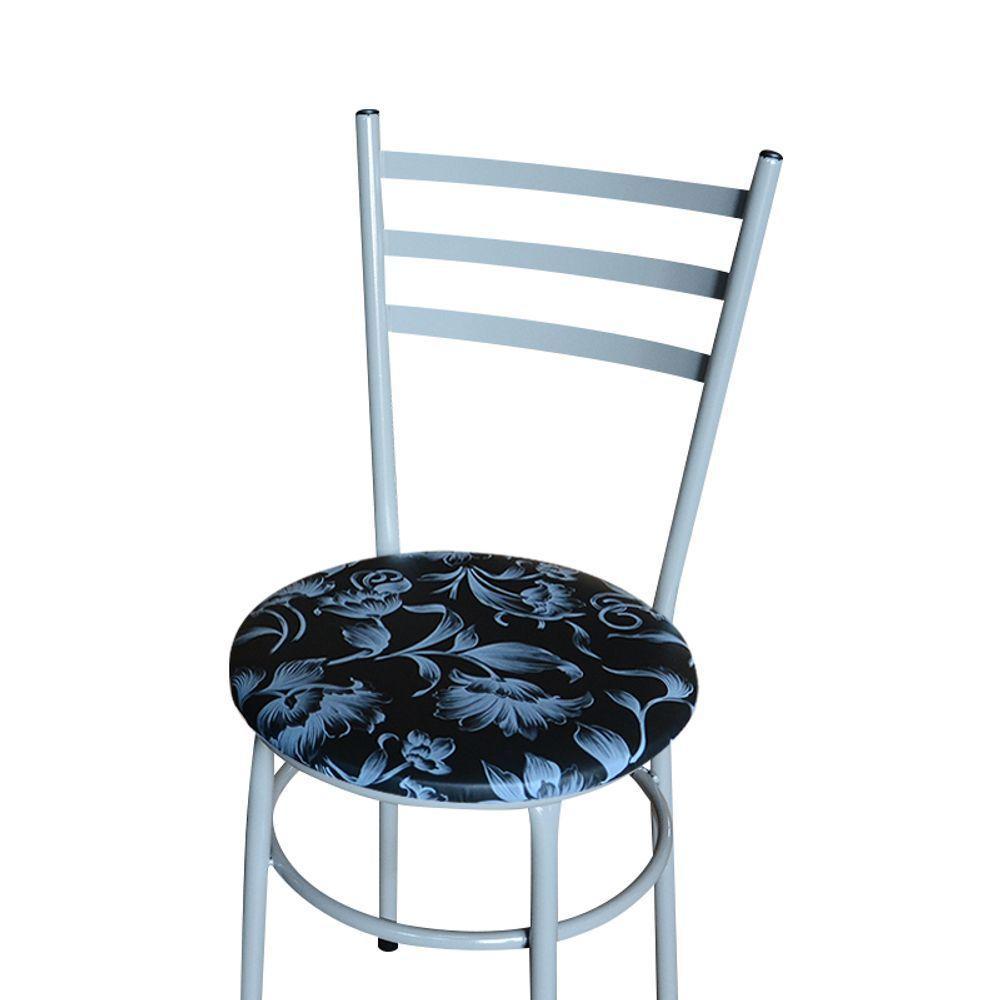 Conjunto 4 Cadeiras Epoxi Cinza Para Cozinha Assento Estampado Cor:floral Preto - 2