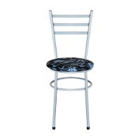 Conjunto 4 Cadeiras Epoxi Cinza Para Cozinha Assento Estampado Cor:floral Preto