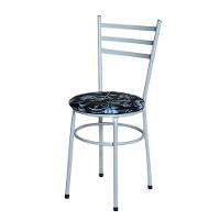 Conjunto 4 Cadeiras Epoxi Cinza Para Cozinha Assento Estampado Cor:floral Preto - 5