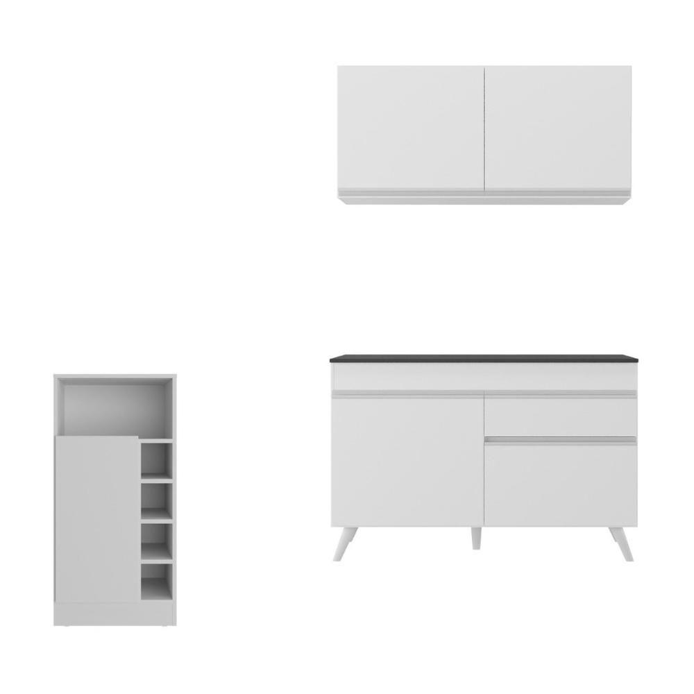 Cozinha Compacta Com Bancada Americana 1 Porta Veneza Multimóveis Mp2207 Branco Branco - 2