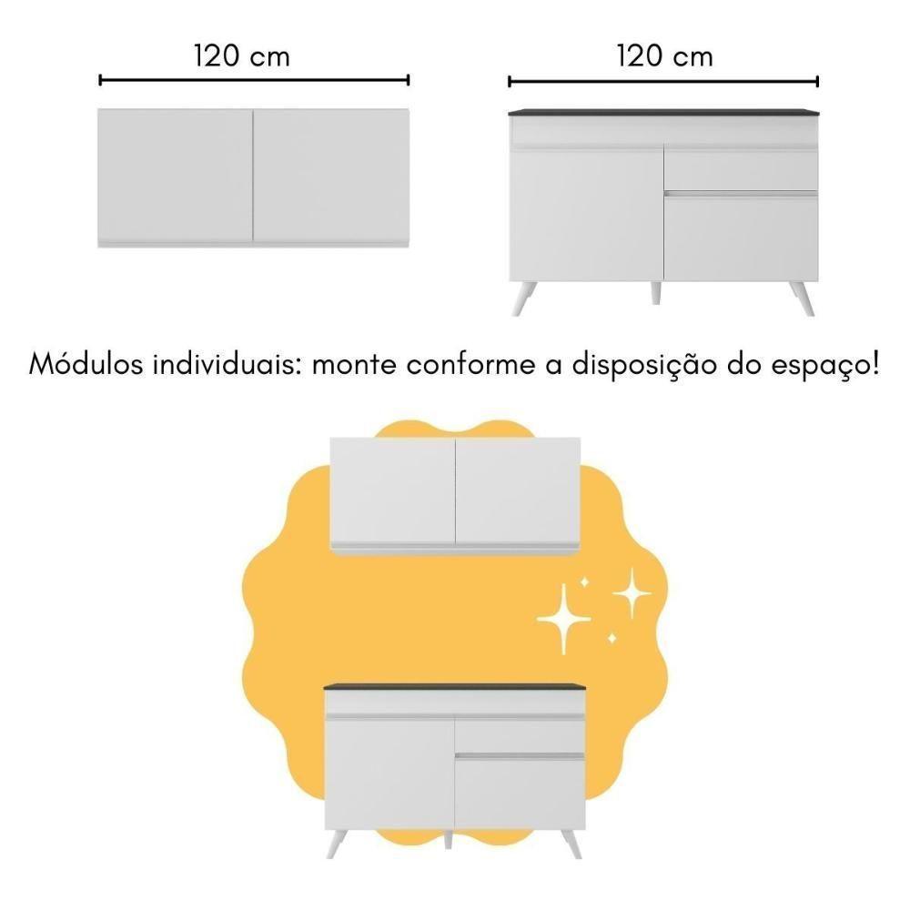 Cozinha Compacta Com Bancada Americana 1 Porta Veneza Multimóveis Mp2207 Branco Branco - 3