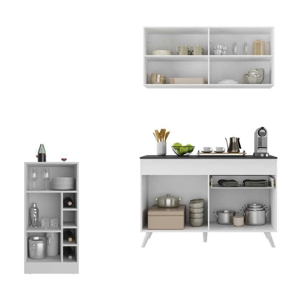 Cozinha Compacta Com Bancada Americana 1 Porta Veneza Multimóveis Mp2207 Branco Branco - 4