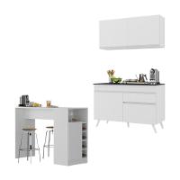 Cozinha Compacta Com Bancada Americana 1 Porta Veneza Multimóveis Mp2207 Branco Branco - 1