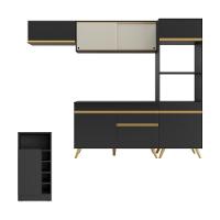 Cozinha Modulada Com Bancada Americana Veneza Multimóveis Mp2208 Preto/dourado Preto/dourado - 2