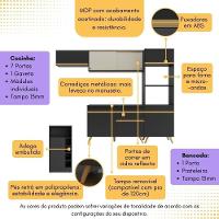 Cozinha Modulada Com Bancada Americana Veneza Multimóveis Mp2208 Preto/dourado Preto/dourado - 6