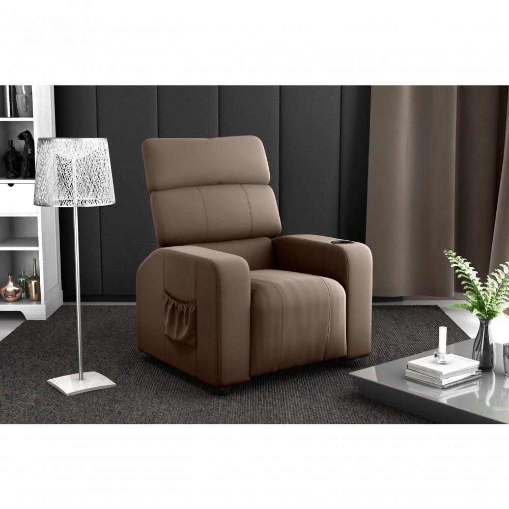 Poltrona Reclinável Sala Cadeira Mx 67 Pulse Veludo Marrom Matrix - 4