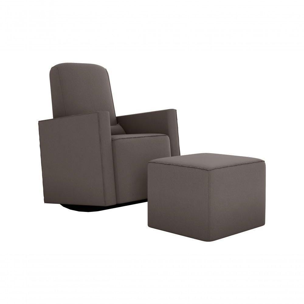 Poltrona Amamentação Com Balanço + Puff Veludo Capuccino Matrix Annecy - 1