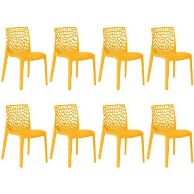 Kit 8 Cadeiras De Jantar Gruvyer Design Em Polipropileno - Amarelo