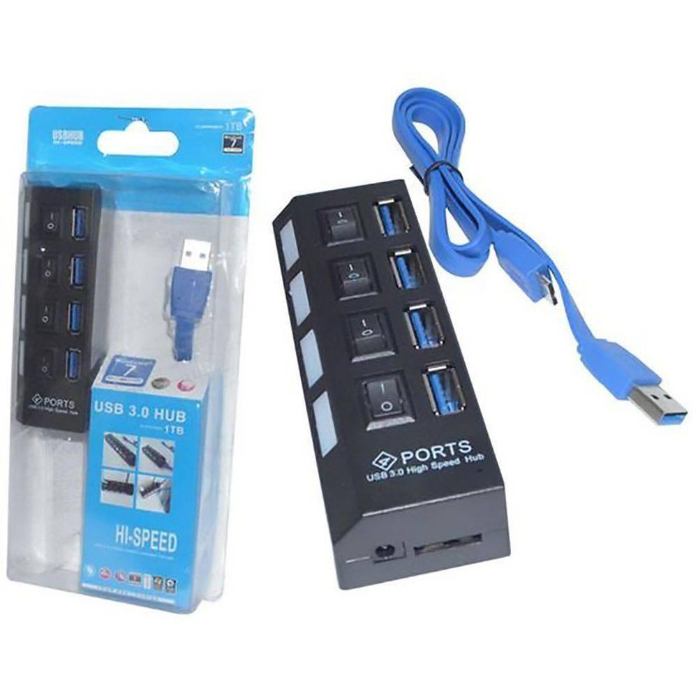 Hub Usb 3.0 Com 4 Portas High Speed 5 Gbps Com Teclas On/off - 2