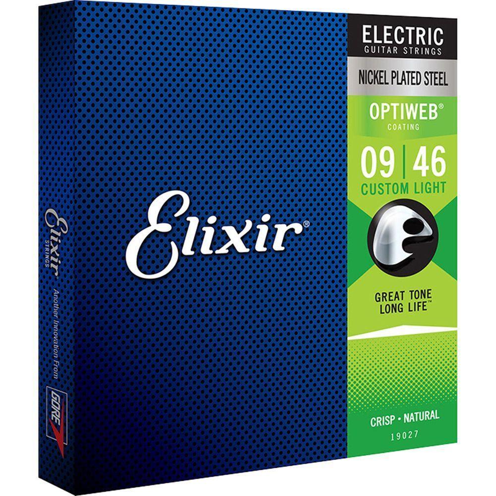 Encordoamento Para Guitarra .009 Custom Light Optiweb 19027 Elixir - 1