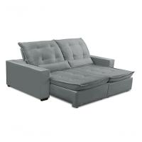 Sofa Retratil Reclinavel 2 Lugares 1,80m Atlantis Veludo Cinza Claro Lansofbr - 1
