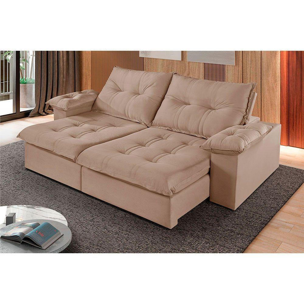 Sofá 2 Lugares Retrátil E Reclinável Martins M-183 Veludo Bege - 2