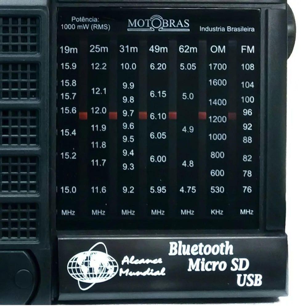 Rádio Portátil Motobras Rm-pu32ac 7 Faixas Preto - 9