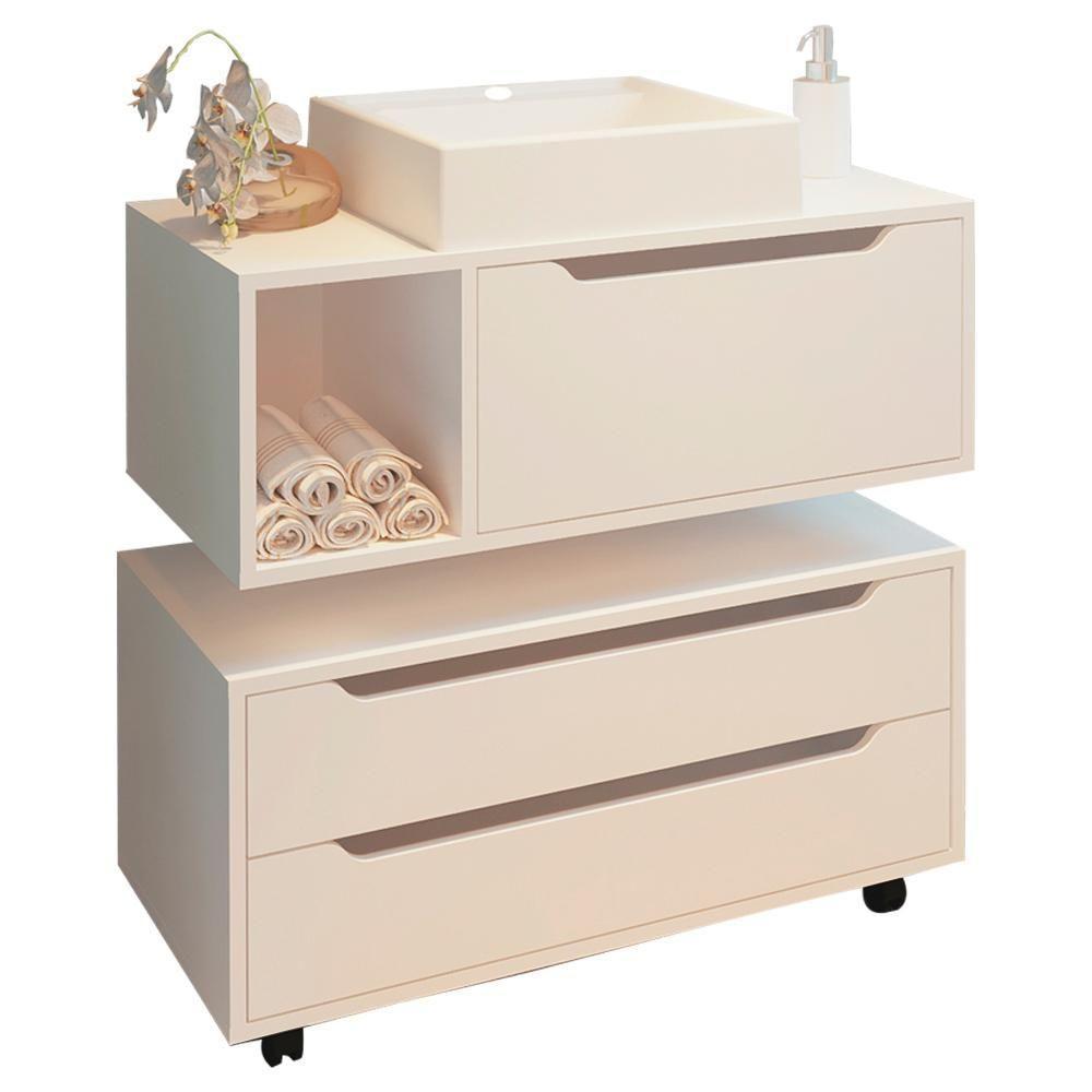 Conjunto 3 Peças Para Banheiro Bn3600x43x44 Branco Tecno Mobili Branco - 1