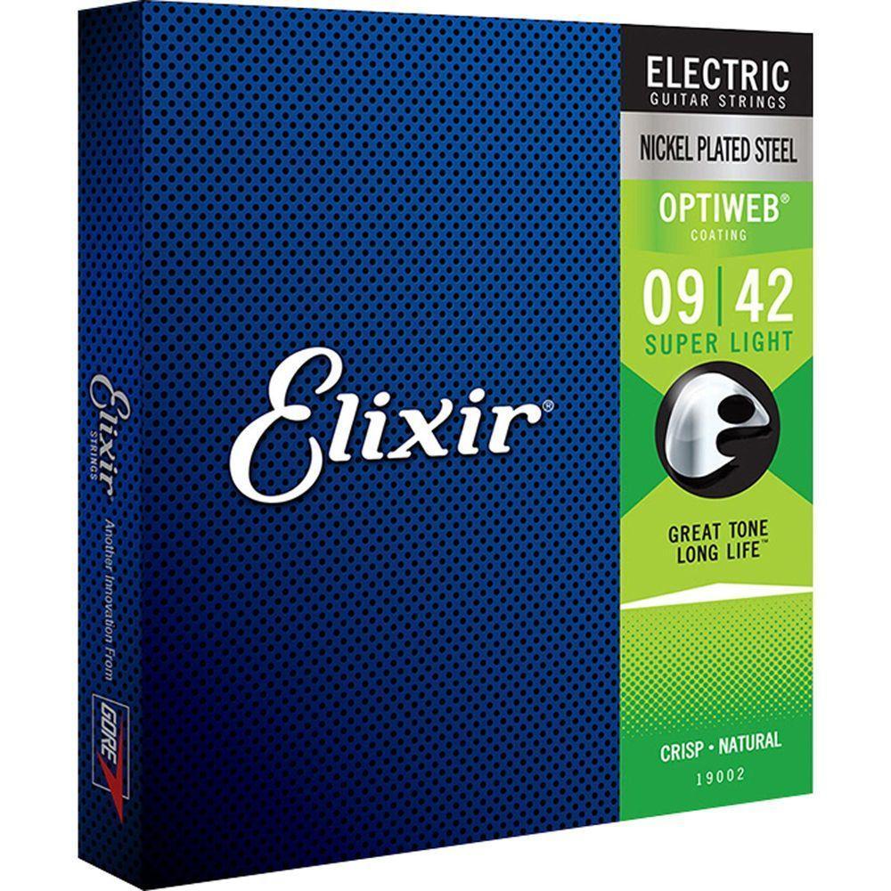 Encordoamento Para Guitarra .009 Super Light Optiweb 19002 Elixir - 1