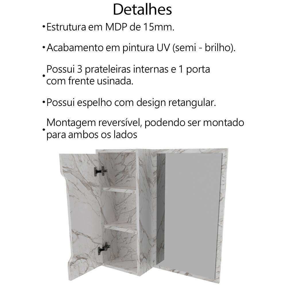 Conjunto 3 Peças Para Banheiro Bn3630x46x48 Marmore Branco Tecno Mobili Marmore Branco - 5