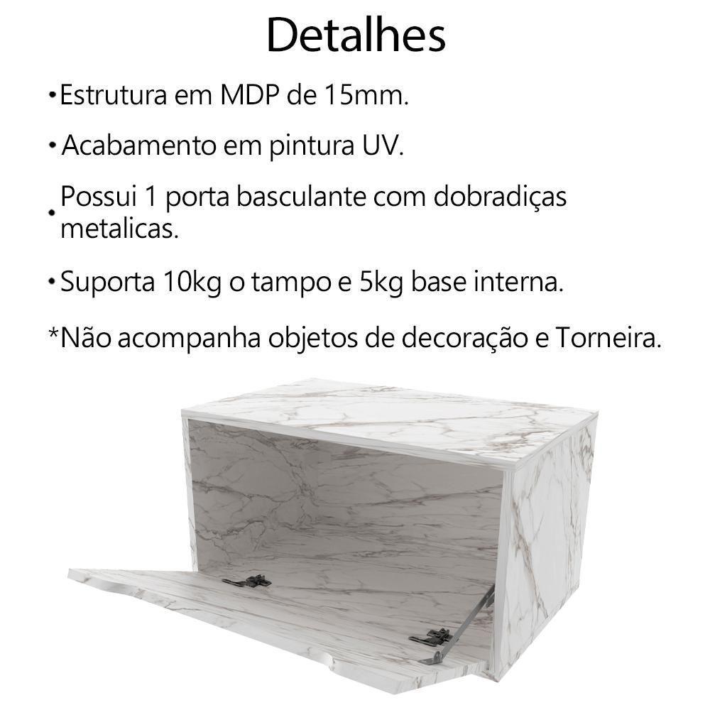 Conjunto 3 Peças Para Banheiro Bn3630x46x48 Marmore Branco Tecno Mobili Marmore Branco - 10