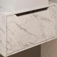 Conjunto 3 Peças Para Banheiro Bn3630x46x48 Marmore Branco Tecno Mobili Marmore Branco - 3