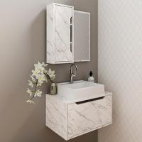 Conjunto 3 Peças Para Banheiro Bn3630x46x48 Marmore Branco Tecno Mobili Marmore Branco - 9