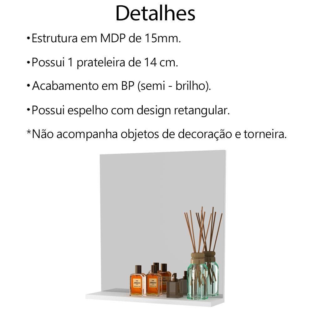 Conjunto Para Banheiro Gabinete Com Cuba E Espelheira Branco Bn3630x41x42 Tecno Mobili Branco - 4