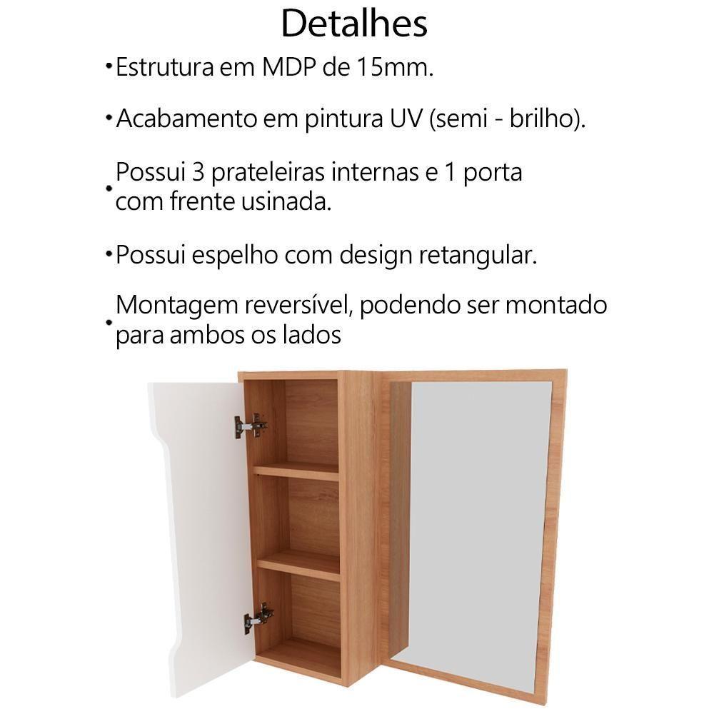 Conjunto 3 Peças Para Banheiro Bn3630x46x48 Amendoa Branco Tecno Mobili Amendoa Branco - 5