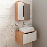 Conjunto 3 Peças Para Banheiro Bn3630x46x48 Amendoa Branco Tecno Mobili Amendoa Branco - 6