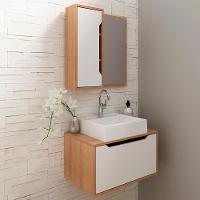 Conjunto 3 Peças Para Banheiro Bn3630x46x48 Amendoa Branco Tecno Mobili Amendoa Branco - 9