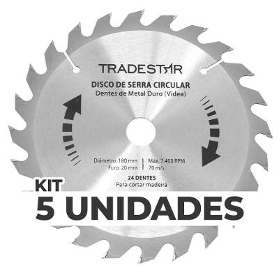 Kit 5 Discos Serra Circular Madeira 24 D 180x20mm Makita