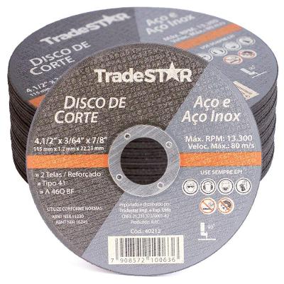 Kit 100 Discos De Corte Metal Inox 115x1,2mm Esmerilhadeira
