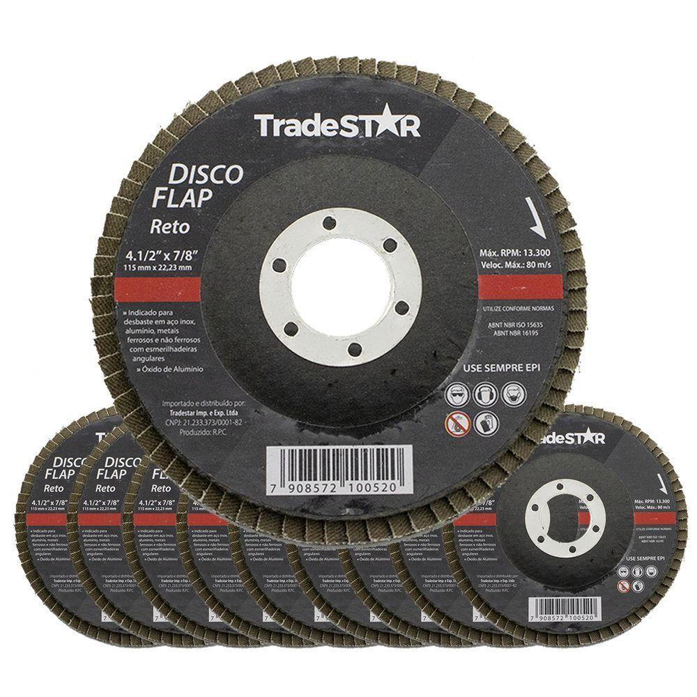 Kit C- 10 Disco Flap Reto Porcelanato Piso G 40 4.1-2 115 - 2
