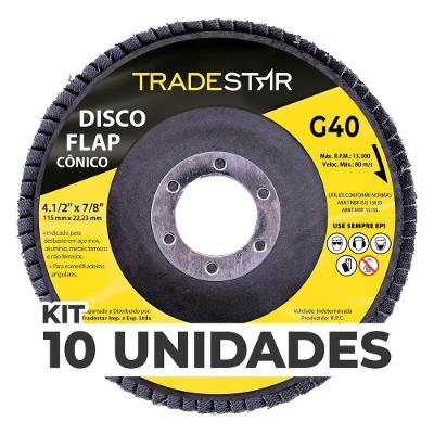 Kit C- 10 Disco Flap Conico 4.1-2 X 7-8 Fds115-40fc Z40
