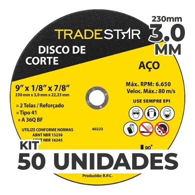 Kit C- 50 Disco De Corte Metal 9 230x3,0 Mm Furo 22-23 Mm