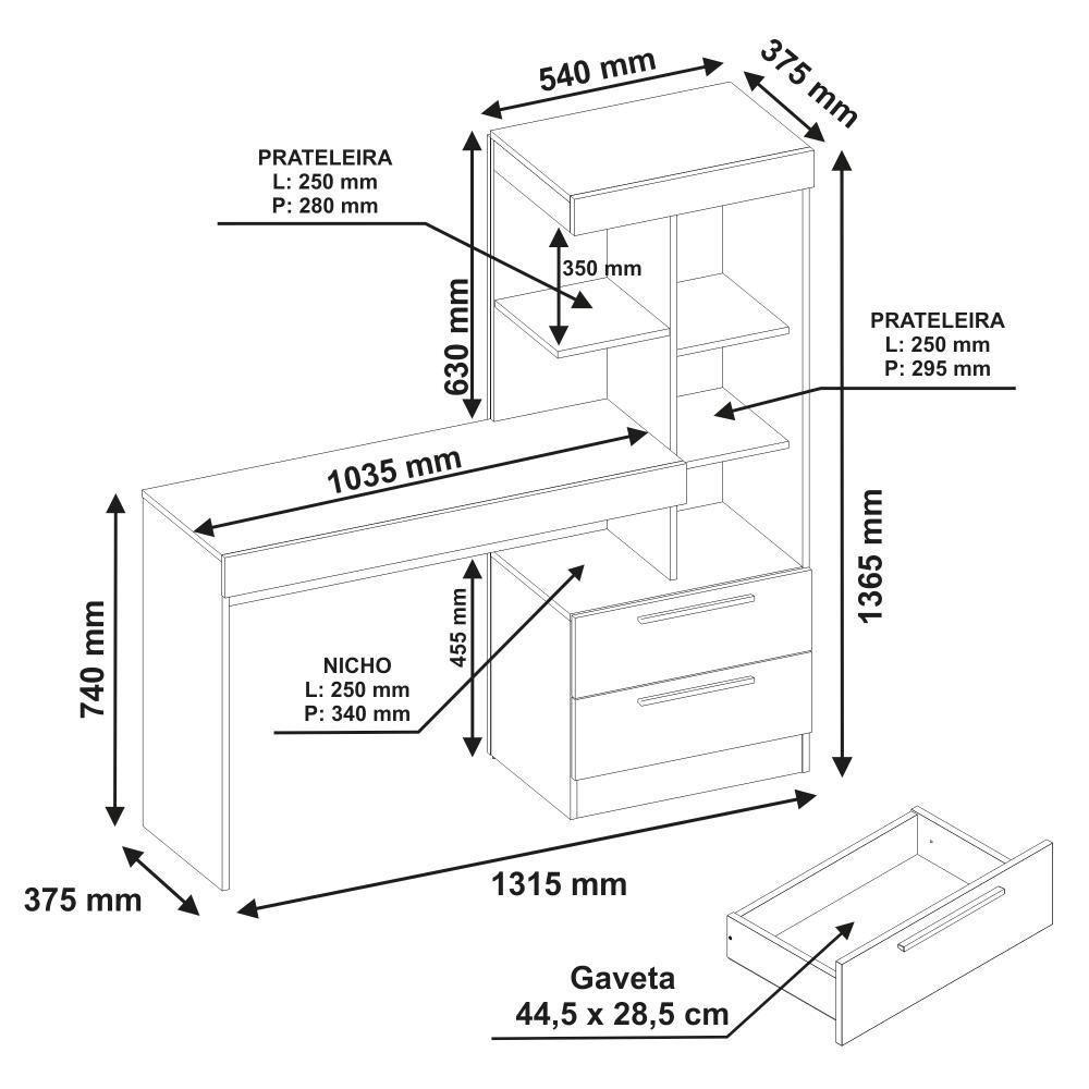 Conjunto Para Escritório 2 Peças Com Mesa E Armário Freijó Notável Móveis Freijó - 2
