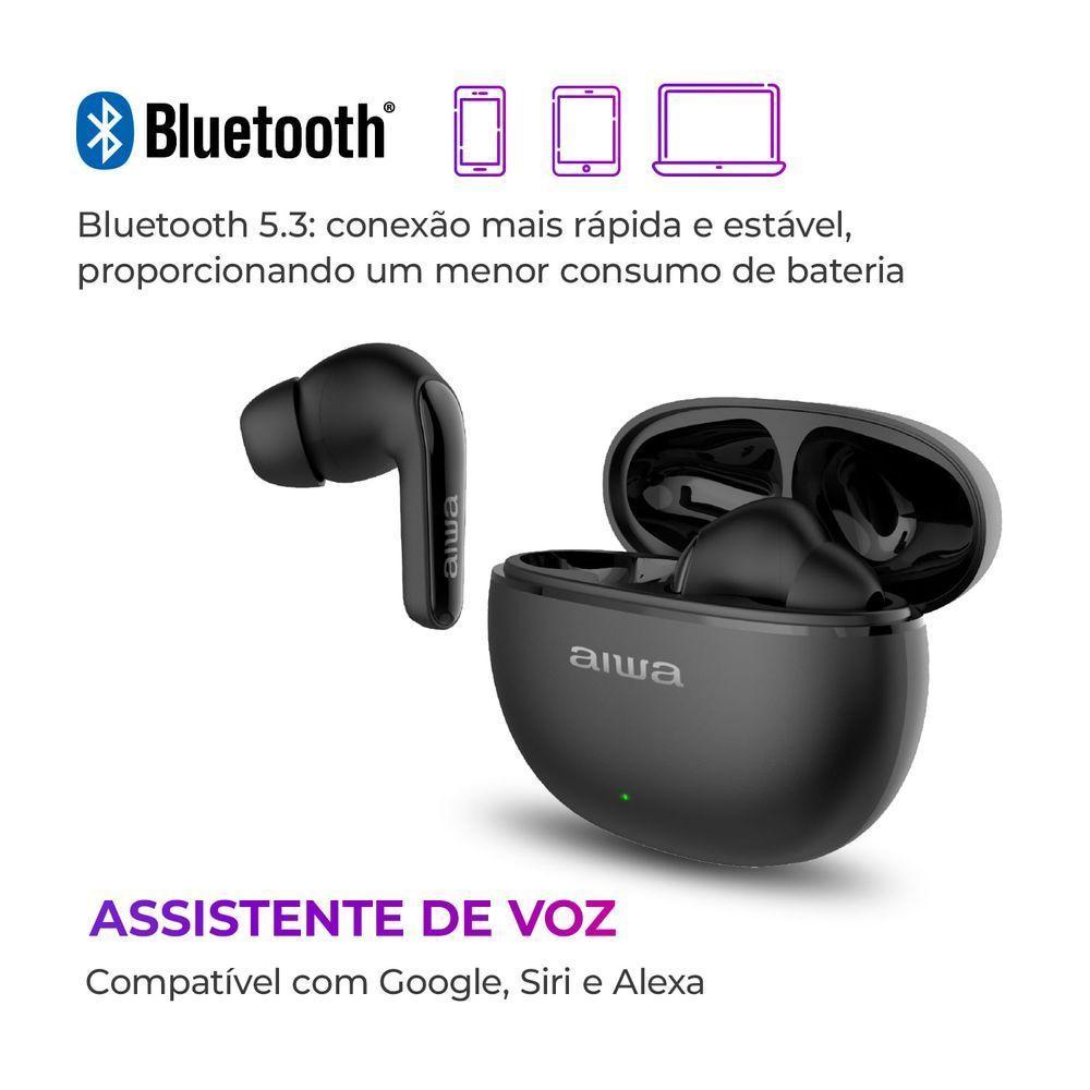 Fone De Ouvido Earbud Aiwa Bluetooth - Aws-eb-01-b Earbud Aws-eb-01-b Bivolt - 2