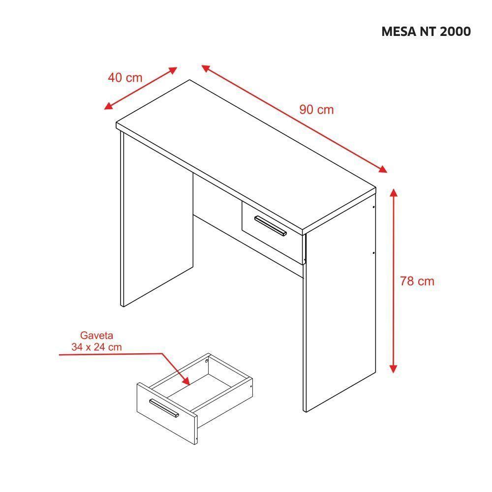 Escrivaninha 90cm Com 1 Gaveta Freijó Nt2000 Notável Móveis Freijó - 5