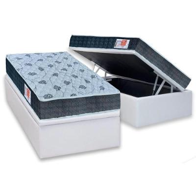 Cama Box Baú Solteiro: Colchão Espuma Orthoflex D45 Comfortpedic Line + Base CRC Courano White(88x188)