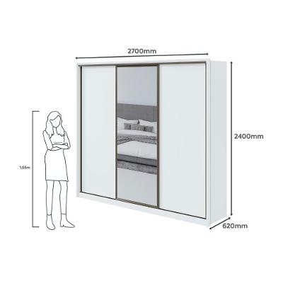 Guarda Roupa Casal Spazio 270 Glass 3 Portas Correr 6 Gavetas Branco Móveis Lopas