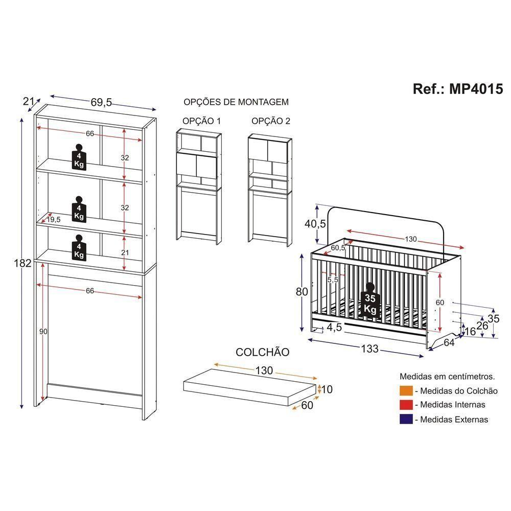 Quarto Infantil Com Colchão Incluso Nina Multimóveis Branco - 7