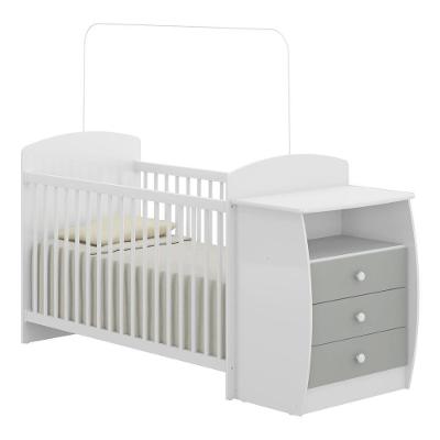 Berço Multifuncional Fg2951 em MDP com Colchão Incluso Branco Cinza
