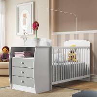 Berço Cômoda Com Colchão Incluso Colinho De Mãe Multimóveis Fg2951 Branco/cinza - 2