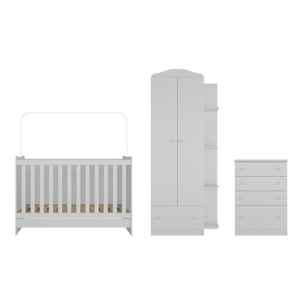 Quarto Infantil Completo João E Maria Com Berço 4 Em 1 + Colchão Multimóveis + Roupeiro E Cômoda Bco - 2