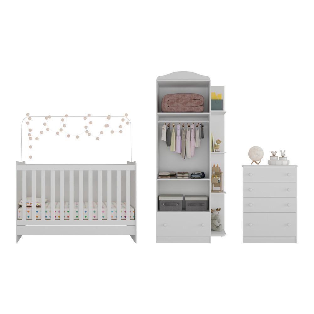 Quarto Infantil Completo João E Maria Com Berço 4 Em 1 + Colchão Multimóveis + Roupeiro E Cômoda Bco - 3