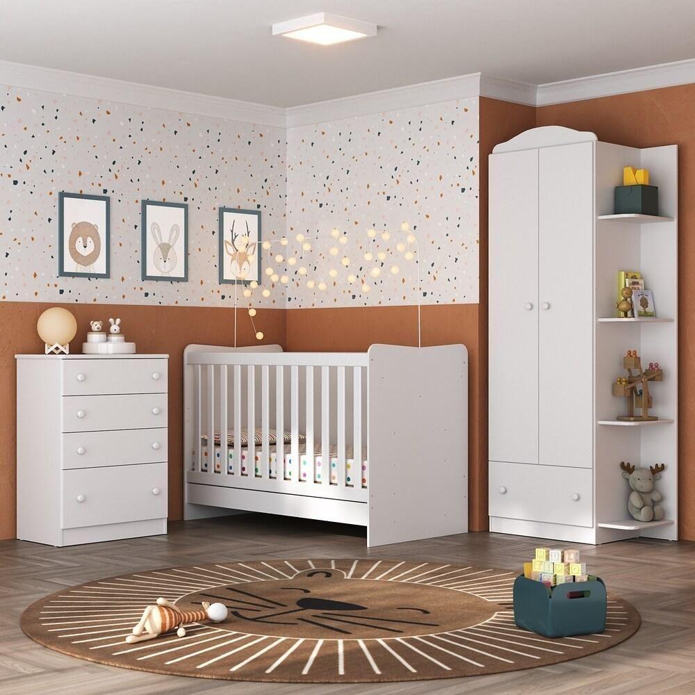 Quarto Infantil Completo João E Maria Com Berço 4 Em 1 + Colchão Multimóveis + Roupeiro E Cômoda Bco - 6