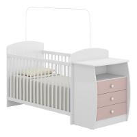 Berço Cômoda Com Colchão Incluso Colinho De Mãe Multimóveis Fg2951 Branco/rosa - 1