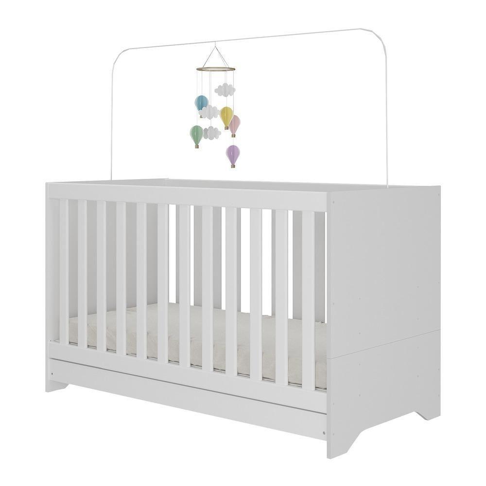 Berço 3 Em 1 Vira Cama Com Colchão Incluso Elza Multimóveis Branco - 1