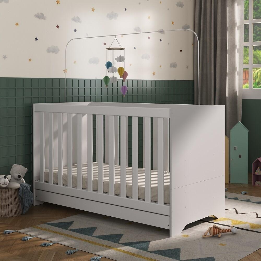 Berço 3 Em 1 Vira Cama Com Colchão Incluso Elza Multimóveis Branco - 6