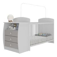 Berço Cômoda Com Colchão Incluso Colinho De Mãe Multimóveis Branco/cinza - 1