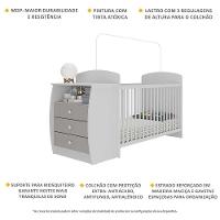 Berço Cômoda Com Colchão Incluso Colinho De Mãe Multimóveis Branco/cinza - 3