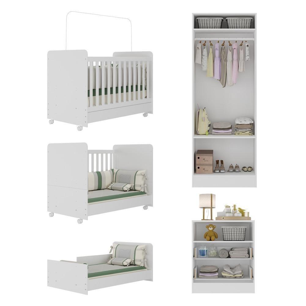 Quarto Infantil Completo Com Colchão Incluso Ariel Multimóveis Branco - 3