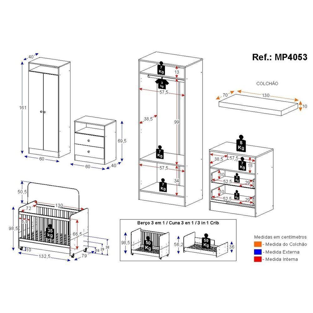 Quarto Infantil Completo Com Colchão Incluso Ariel Multimóveis Branco - 4